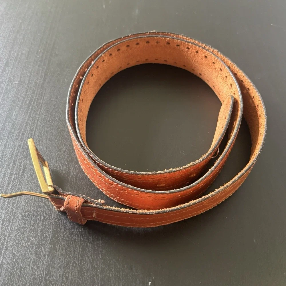 Weil's Iowa USA Made Oil Tanned Leather Belt Western Chestnut Brown‎ SZ 34 (38